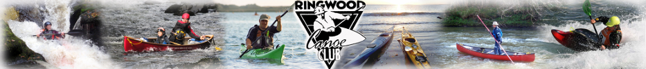 Banner Logo for Ringwood canoe club showing a number of paddlers in different boats
